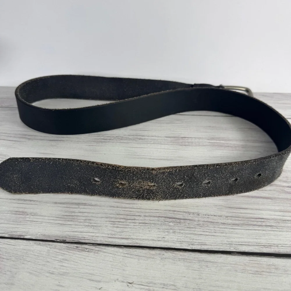 Vatan Mens Black Genuine Leather Belt Size 36 Casual Rugged‎ Workwear Buckle